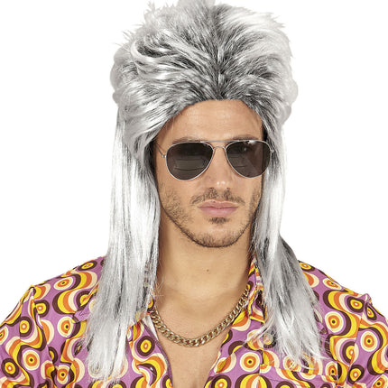 Jaren 80 Pruik Aso Lang Grijs