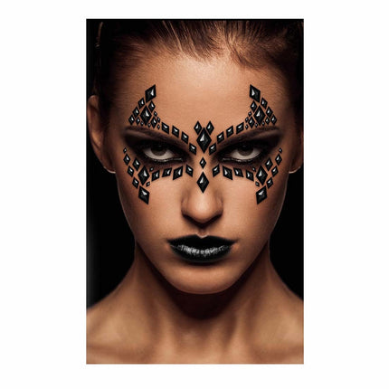 Zwarte Gezicht Stickers Vleermuis 30x14 cm