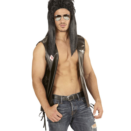 Jaren 80 Pruik Aso Lang Zwart