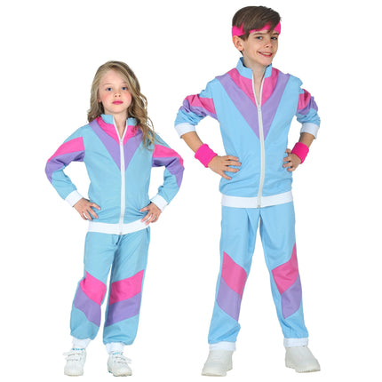 Neon 80S Trainingspak Fout Blauw Kind