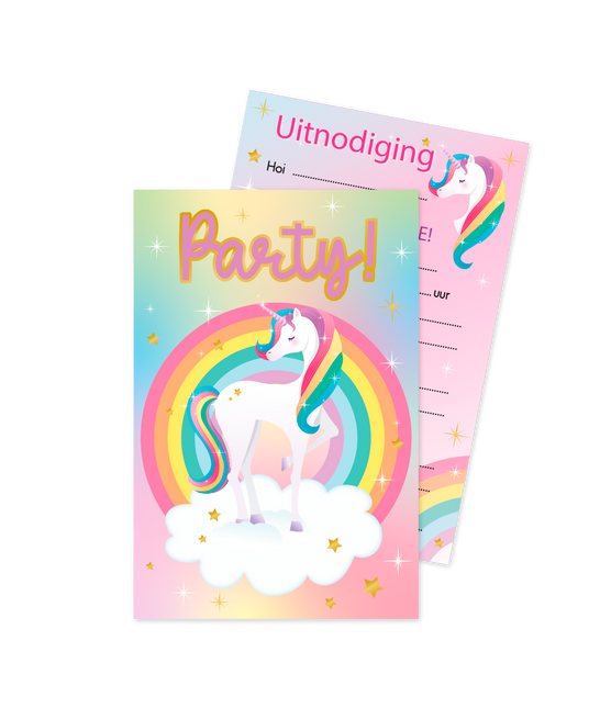 Unicorn Uitnodigingen Gekleurd 6st