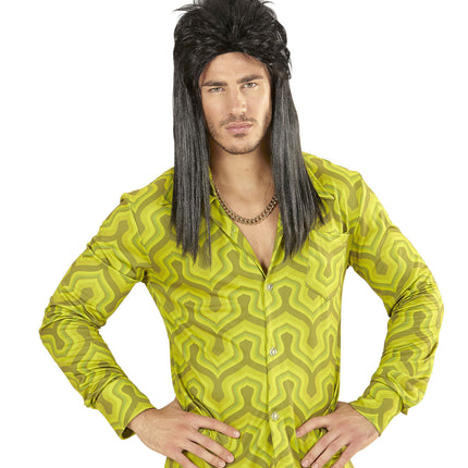 Jaren 80 Pruik Aso Lang Zwart