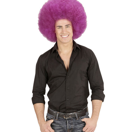 Paarse Pruik Afro Extra Groot