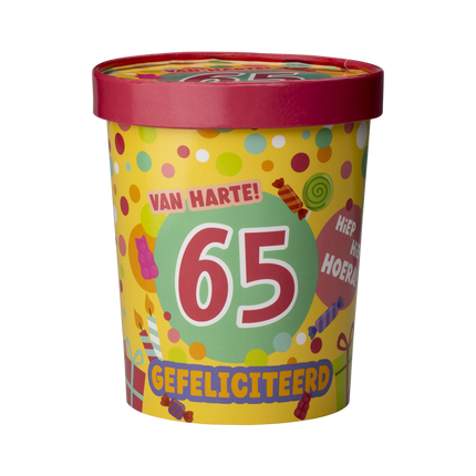Gekleurde Snoepbakje 65 Jaar 12cm