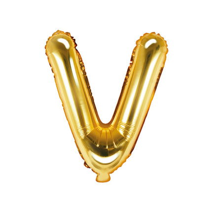 Folie Ballon Letter V Goud Leeg 35cm