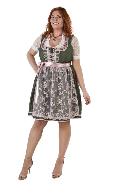 Wit Groene Dirndl Jurk Oktoberfest Dames 2 Delig