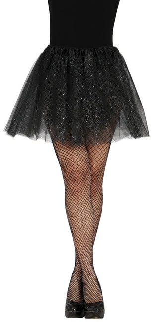 Zwarte Tutu Dames Glitter 40cm