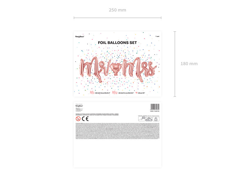 Letterballon Set Mr Mrs Rose Goud Leeg 1,25m