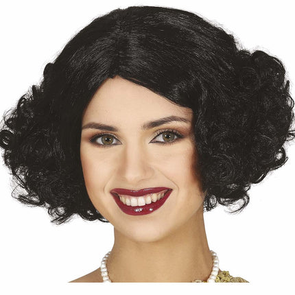 Zwarte Pruik Kort Haar Krullen