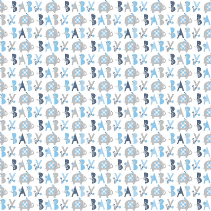 Baby Olifant Inpakpapier Blauw 1,52m