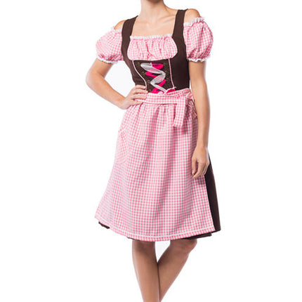 Dirndl Jurk Oktoberfest Lang Roze