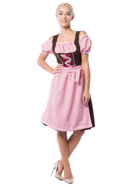 Dirndl Jurk Oktoberfest Lang Roze
