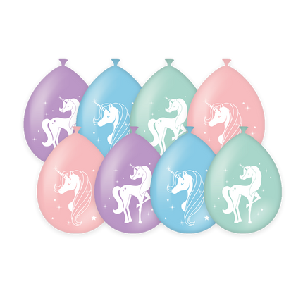 Unicorn Ballonnen Gekleurd 30cm 8st