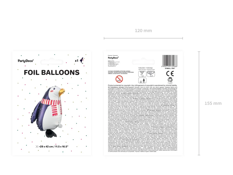 Helium Ballon Pinguin Leeg 42cm