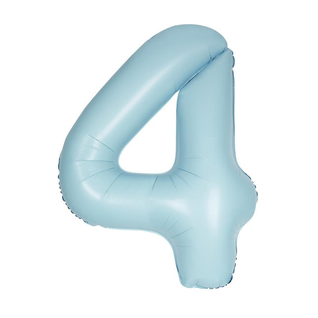 Blauwe Cijfer Ballon 4 Jaar Matte 86cm
