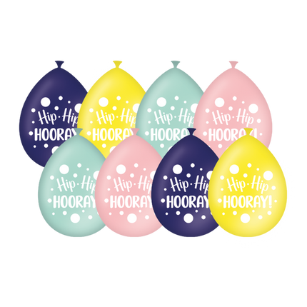 Ballonnen Hip Hip Hooray 30cm 8st