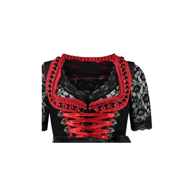 Zwart Rode Dirndl Jurk Oktoberfest Dames 2 Delig