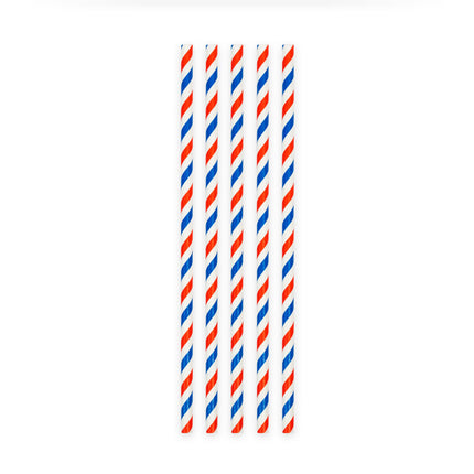 Rood Wit Blauwe Rietjes Karton 20st