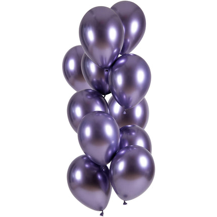 Paarse Ballonnen Chroom 33cm 12st