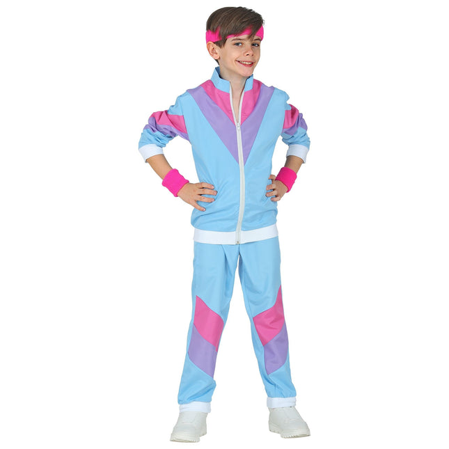 Neon 80S Trainingspak Fout Blauw Kind