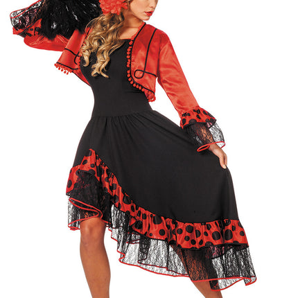 Spaanse Jurk Flamenco Rood Zwart