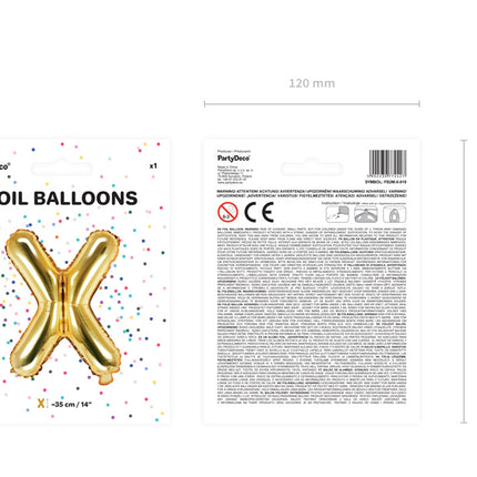 Folie Ballon Letter X Goud Leeg 35cm