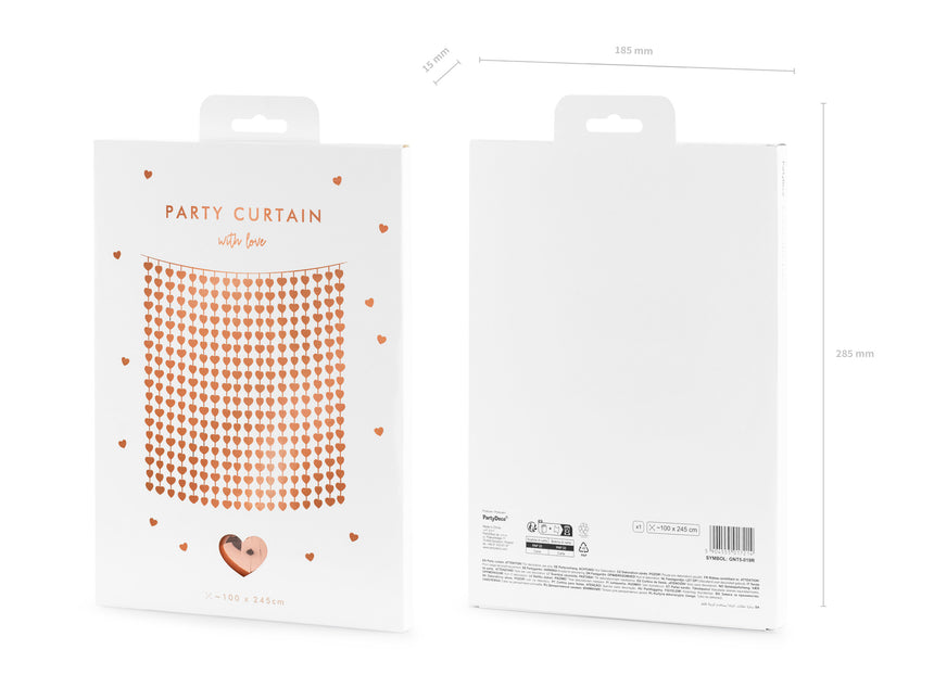 Rose gouden Deurgordijn Hartjes 2,45m