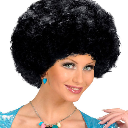 Zwarte Pruik Unisex Afro
