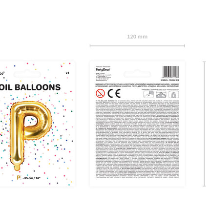 Folie Ballon Letter P Goud Leeg 35cm