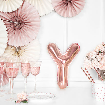 Folie Ballon Letter Y Rose Goud Leeg 35cm