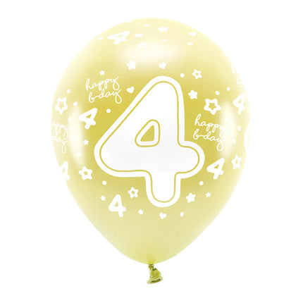 Ballonnen 4 Jaar Goud 33cm 6st