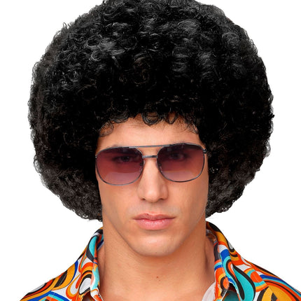 Zwarte Pruik Unisex Afro