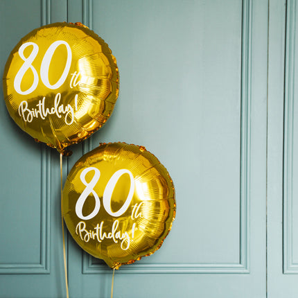 Helium Ballon 80Th Birthday Goud Leeg 45cm
