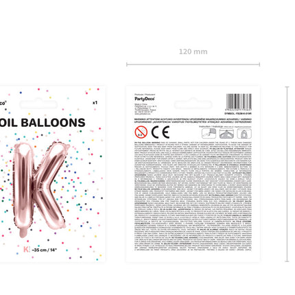 Folie Ballon Letter K Rose Goud Leeg 35cm