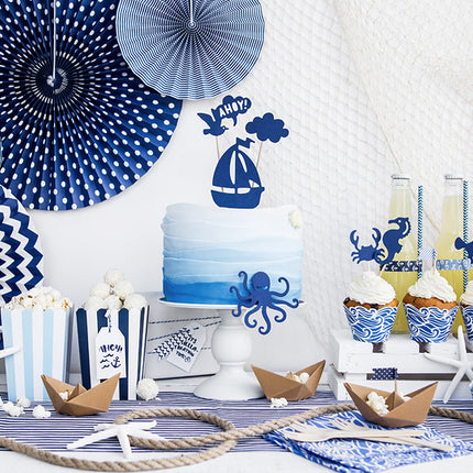 Popcorn Bakjes Blauw Mix 12,5cm 6st