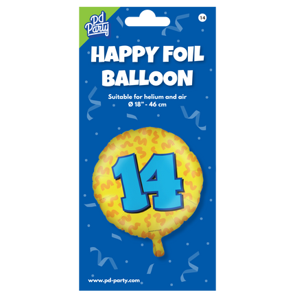 Helium Ballon 14 Jaar Gekleurd Leeg 46cm