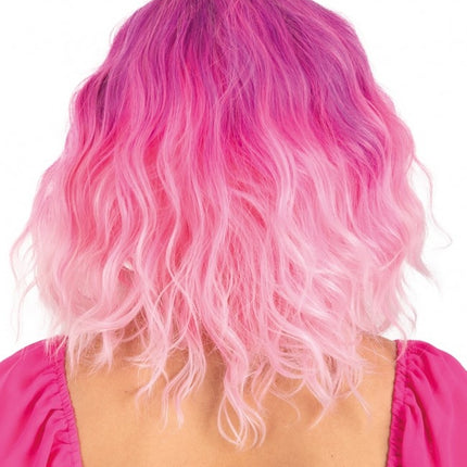 Pruik Alicia Half Lang Met Wave Pink Naar Wit