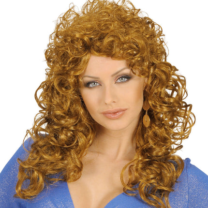 Lichtbruine Pruik Halflang Haar Krullen