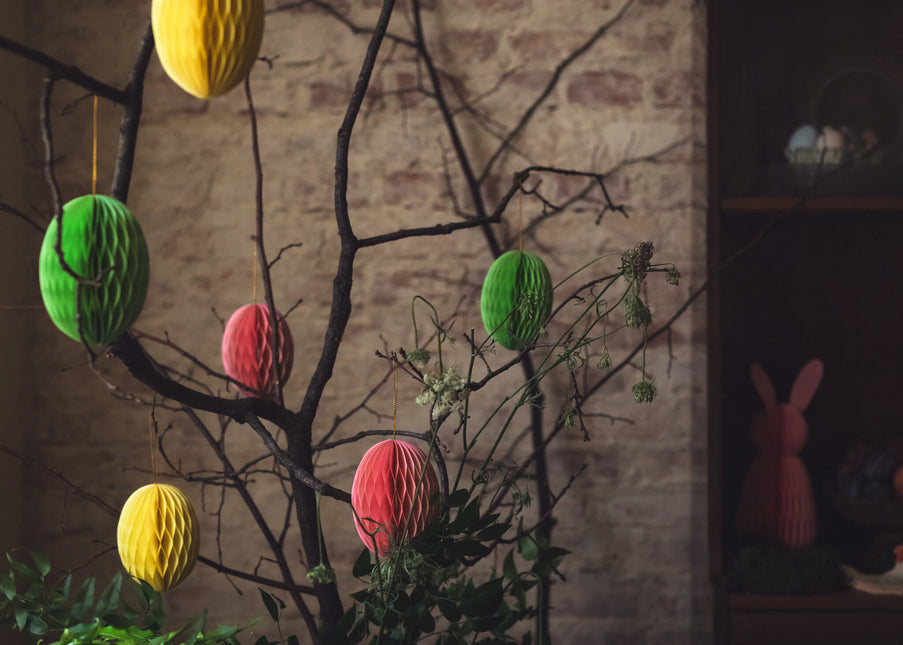 Roze Honeycomb Paasei 12cm