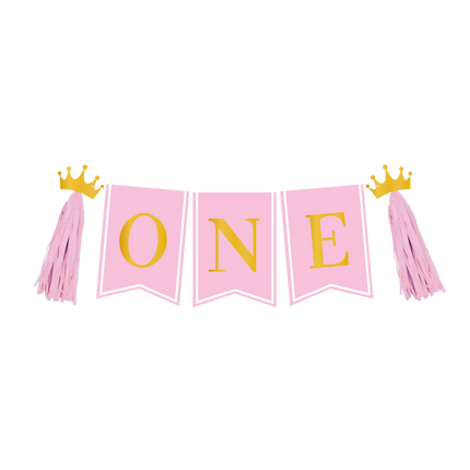 1 Jaar Versiering Pakket Roze Kinderstoel