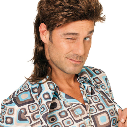 Jaren 80 Pruik Lang Bruin