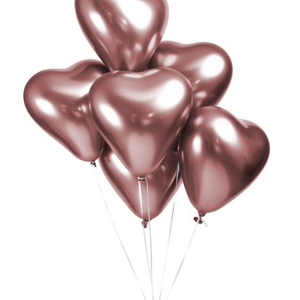 Hartjes Ballonnen Rose Goud 30cm 6st