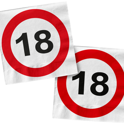 Servetten 18 Jaar Verkeersbord Vierkant 33cm 20st