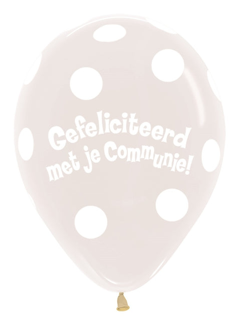 Ballonnen Communie Polka Dots Clear 30cm 25st
