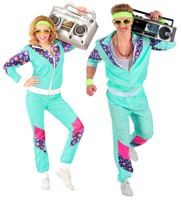 Neon 80S Trainingspak Fout Lichtblauw