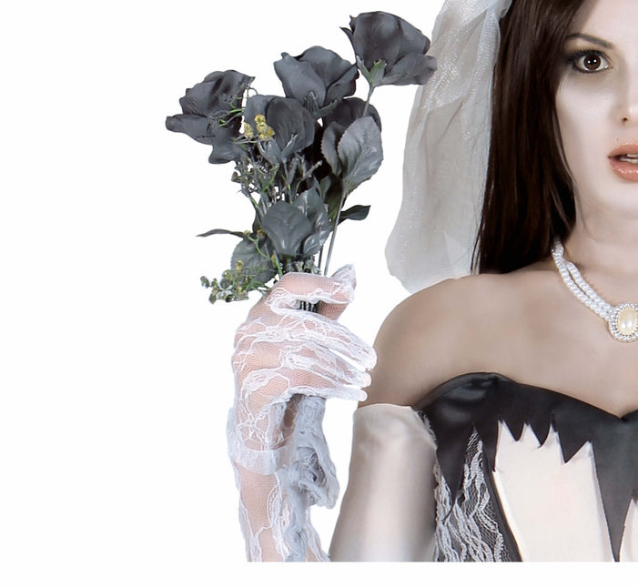 Grijze Halloween Nep Bloem 42cm