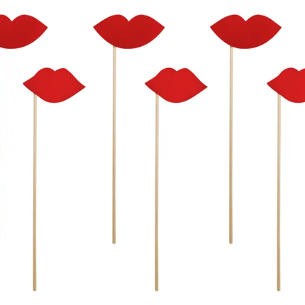 Photobooth Lippen Rood 6st