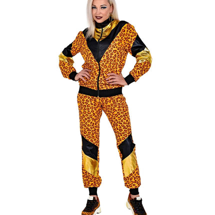 Neon 80S Trainingspak Fout Luipaard Print