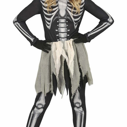 Skelet Halloween Kostuum Meisje Zwart