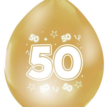 Gouden Ballonnen 50 Jaar Metallic Dubbelzijdig 30cm 8st